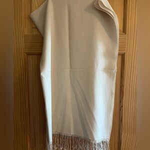 Elegant Cream Fringe Scarf
